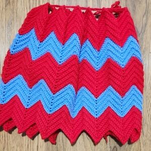 Vintage Red and Blue Chevron Handmade Pillowcover